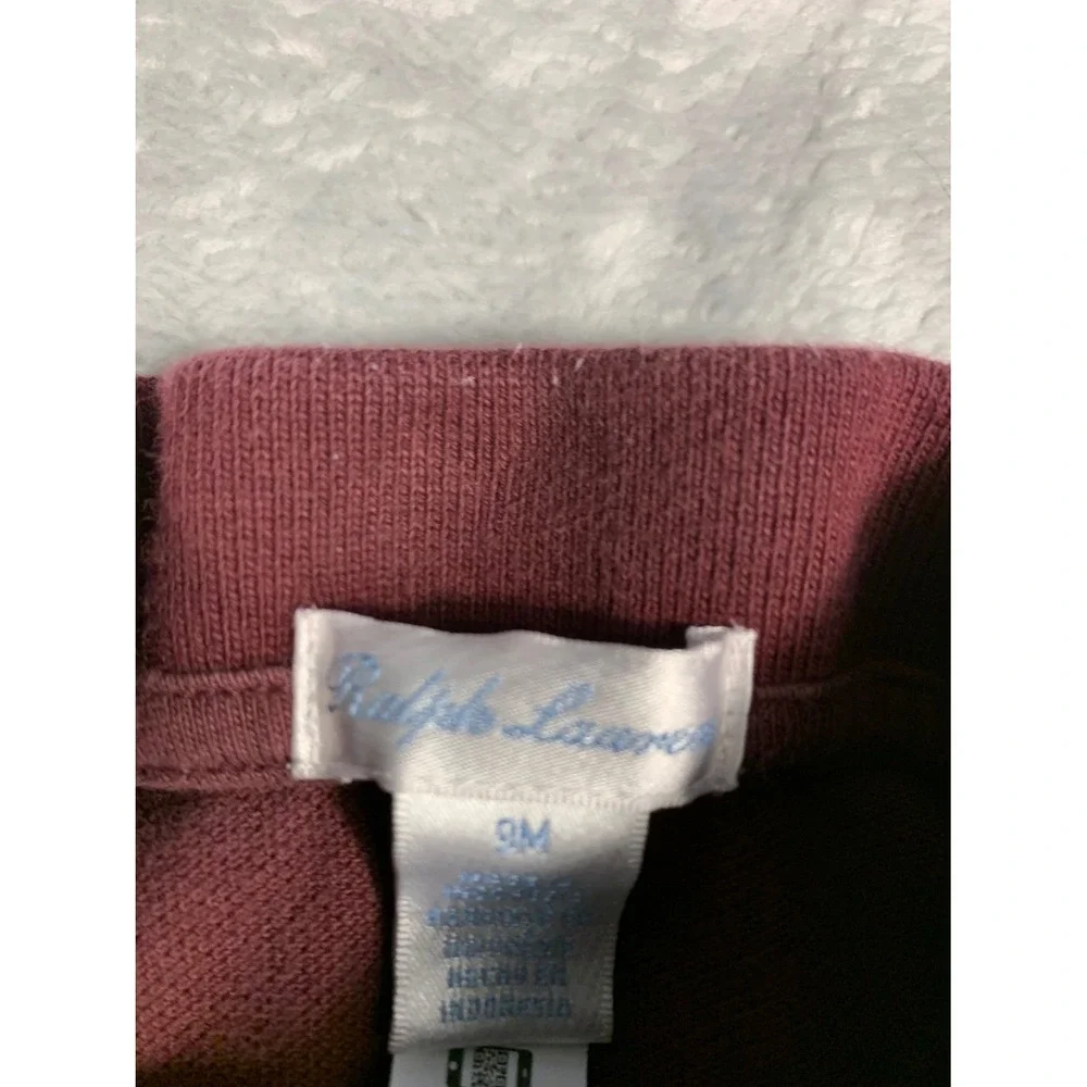 Ralph Lauren Baby Polo Shirt Size 8M Burgundy Pony Logo Short Sleeve